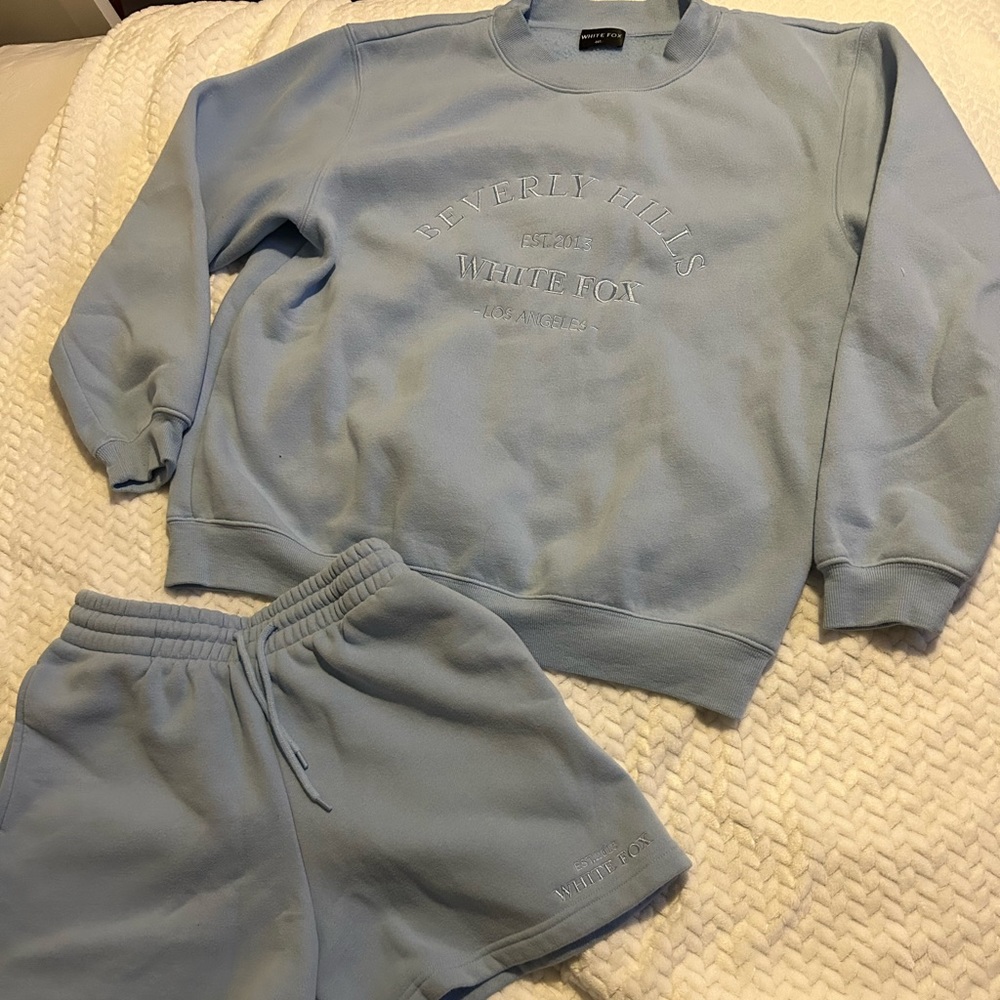 white fox matching lounge set